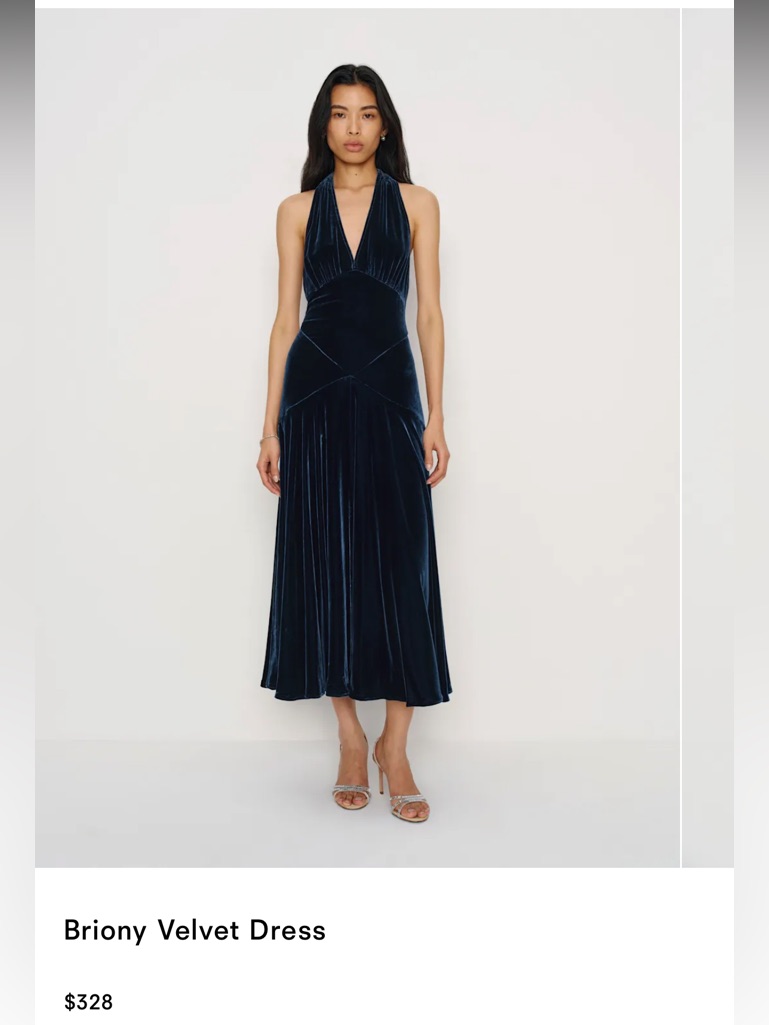 Reformation Briony Velvet Midi Dress - Navy Blue